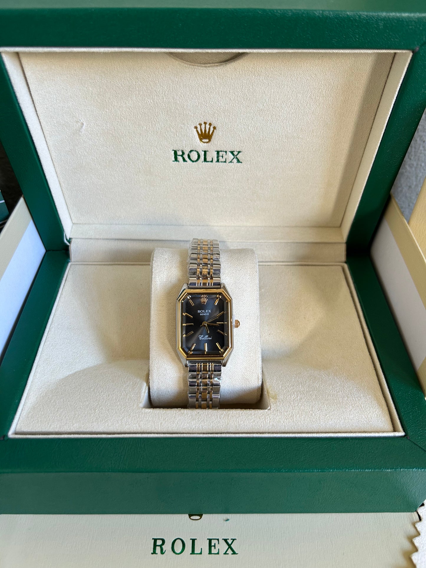 Rolex Genève Femme – Tableau Noir Avec Coffre+bouquet