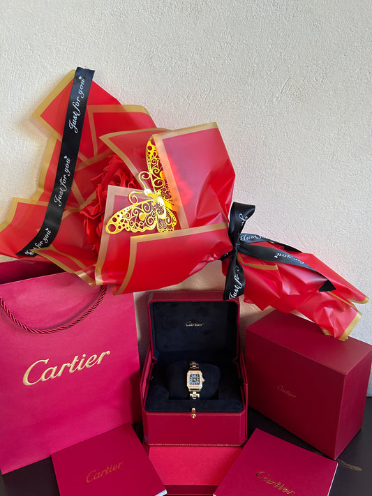 Cartier Femme – Tableau Noir Avec Coffre+bouquet