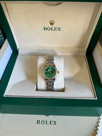 Rolex Femme – Tableau Vert Avec Coffre
