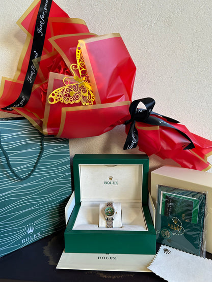 Rolex Femme – Tableau Vert Avec Coffre+bouquet